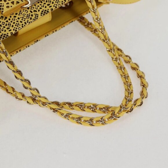Salvatore Ferragamo Vala Chain Bag Leather 2way Yellow Gold Auth 132893V - Picture 8 of 16